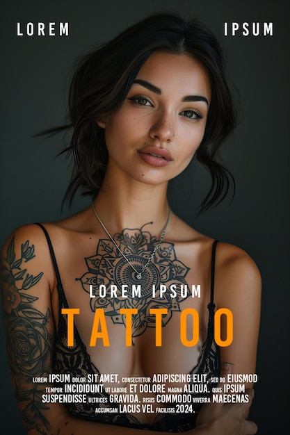 PSD vrouw met tatoeage poseert