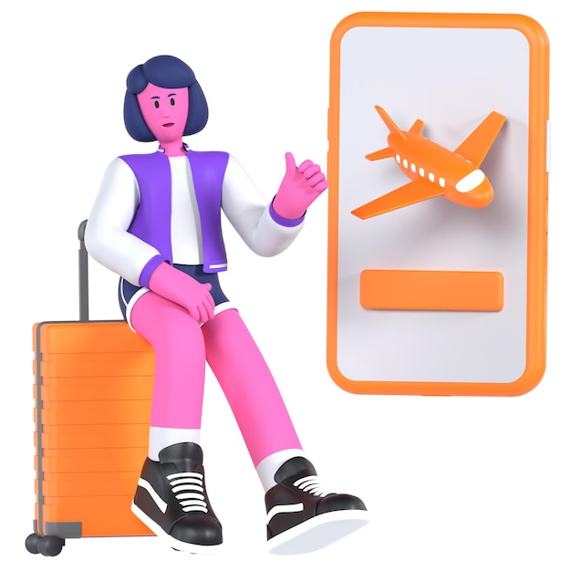 Vrouw Reizen Boeken van kaartjes Vakantie Vakantie