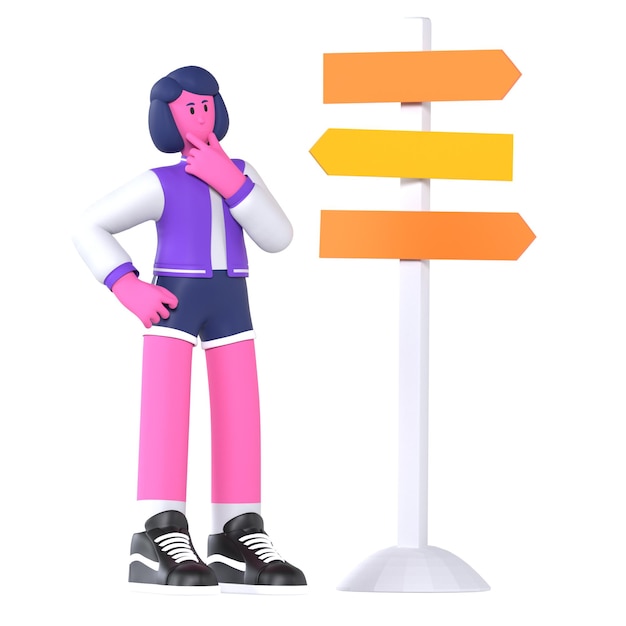 Vrouw Reizigersbord Richting Vakantie Vakantie