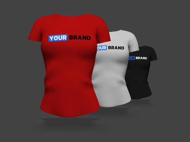 Vrouw t-shirt mockup 3d rendering design