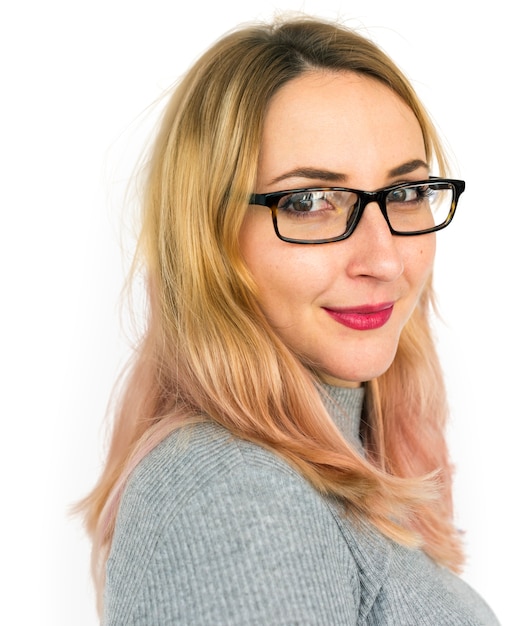 Vrouw vrolijke studio portret concept