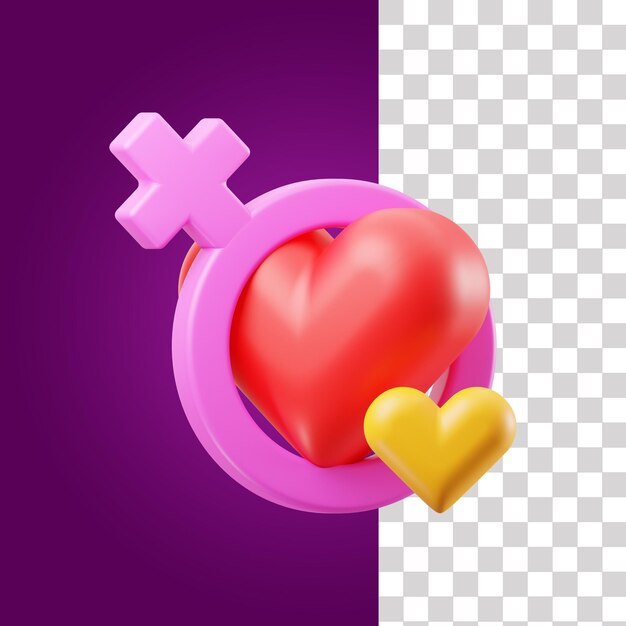 Vrouwelijke gender liefde 3d icon