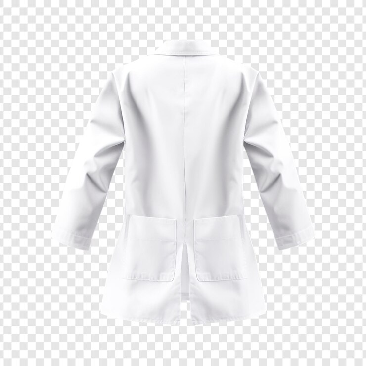PSD vrouwelijke labjas mockup op doorzichtige achtergrond