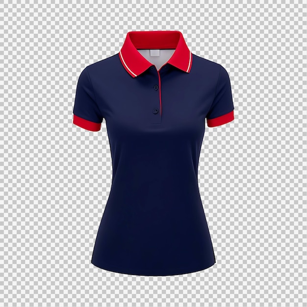 vrouwelijke realistische blauwe en rode polo shirt mockup geïsoleerd op de achtergrond