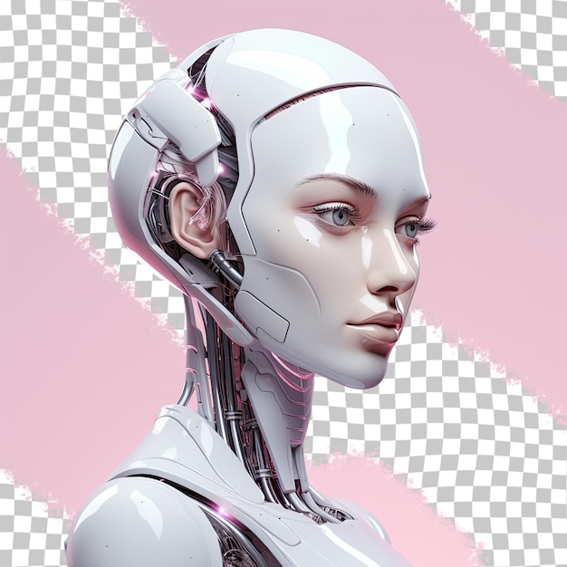PSD vrouwelijke robot afgebeeld op een transparante achtergrond