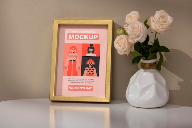 PSD vrouwen dag frame mockup