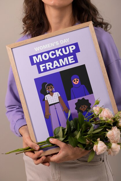 PSD vrouwen dag frame mockup