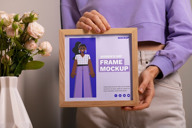 PSD vrouwen dag frame mockup