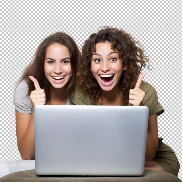 PSD vrouwen die op een laptop werken