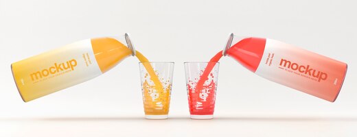 Vruchtensap helder glazen fles mock-up ontwerp