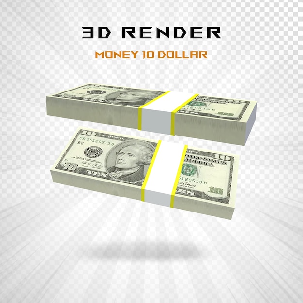 VS 10 dollar valuta 3D-rendering