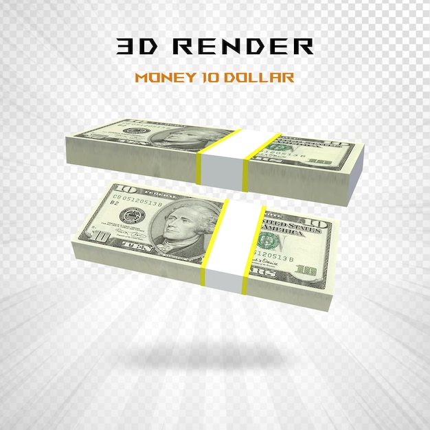 PSD vs 10 dollar valuta 3d-rendering