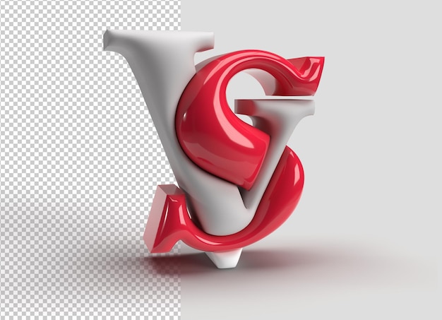 VS Company 3D Letter Logo Typografisch Transparent Psd