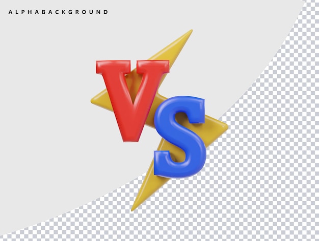 Vs-ikoni, 3d-renderöity kuvitus