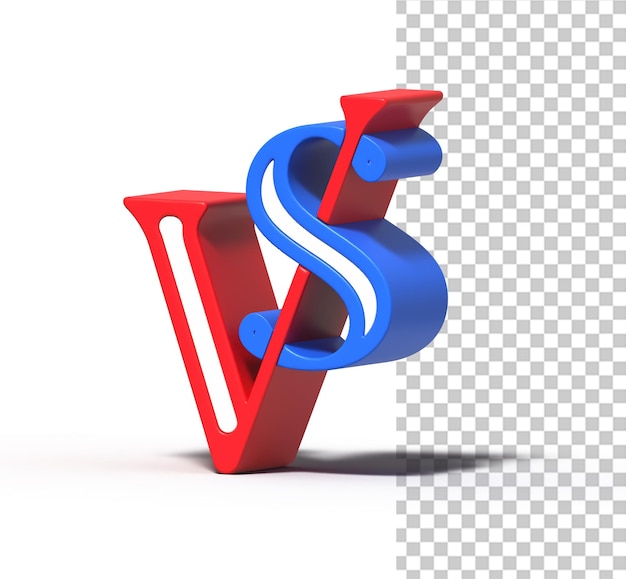 PSD vs versus sign 3d render company letter logo