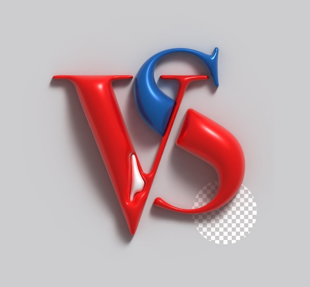 PSD vs versus sign 3dレンダリング 会社の文字ロゴ