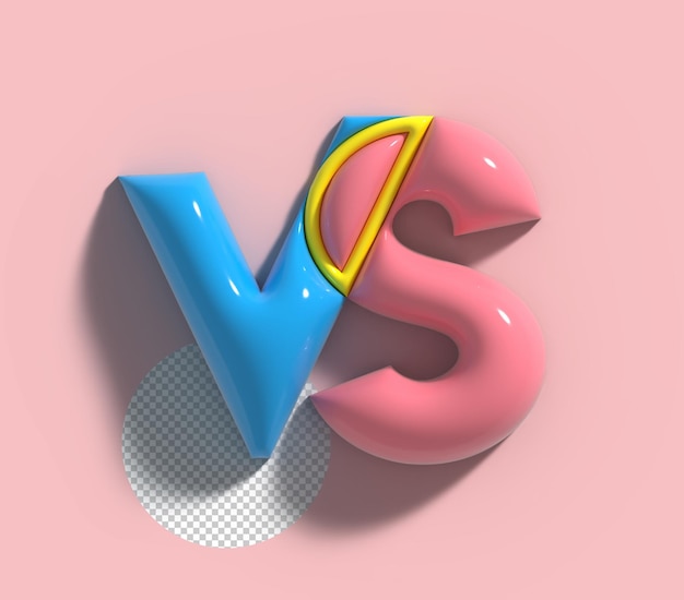 Vs versus sign 3d render company letter logo