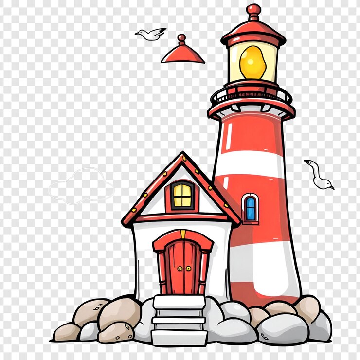 PSD vuurtoren geïsoleerd op een doorzichtige achtergrond