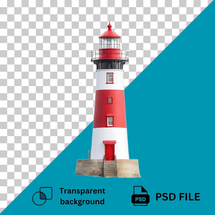 PSD vuurtoren geïsoleerd op een doorzichtige achtergrond