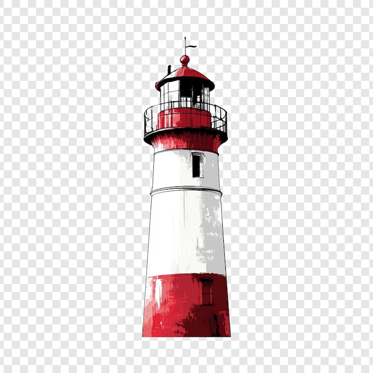 PSD vuurtoren png geïsoleerd op doorzichtige achtergrond