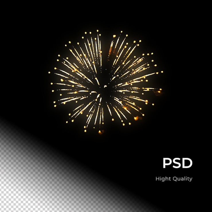 PSD vuurwerkfeest feestje gelukkig nieuwjaar png psd transfarent achtergrond