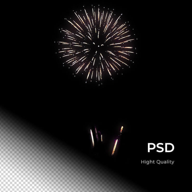 PSD vuurwerkfeest feestje gelukkig nieuwjaar png psd transfarent achtergrond