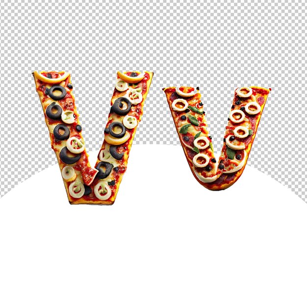 PSD vv letter design pizza