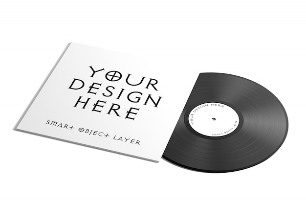 Vynil platenlabel mock up