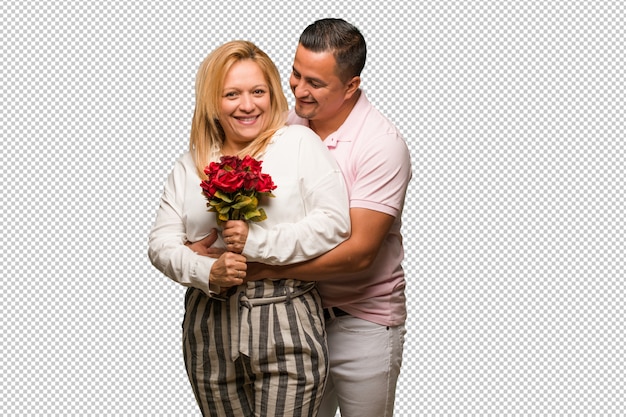 W średnim Wieku łacińska Para świętuje Valentines Dzień