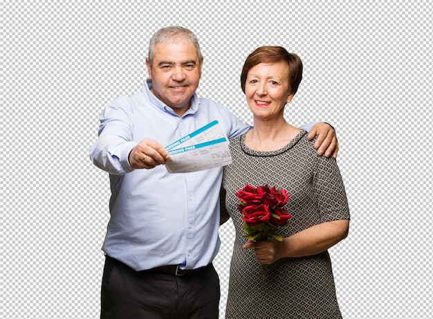 PSD w średnim wieku para świętuje valentines dzień