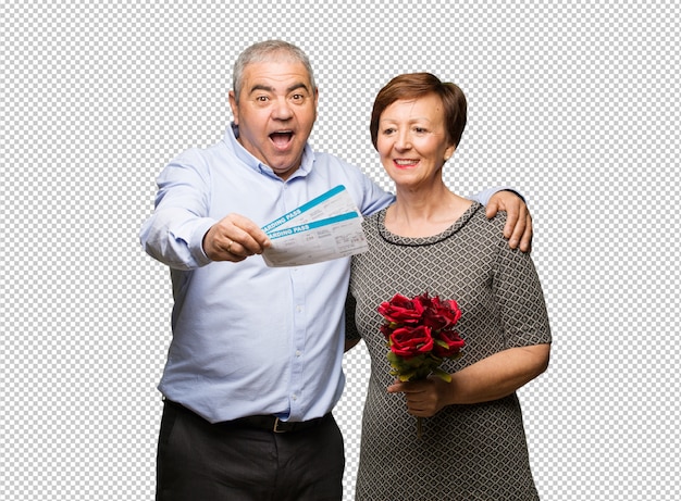 PSD w średnim wieku para świętuje valentines dzień