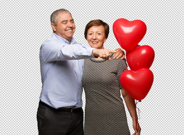 W średnim wieku para świętuje valentines dzień