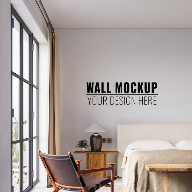 Wabi Sabi Interior Bedroom Wallpaper Mockup