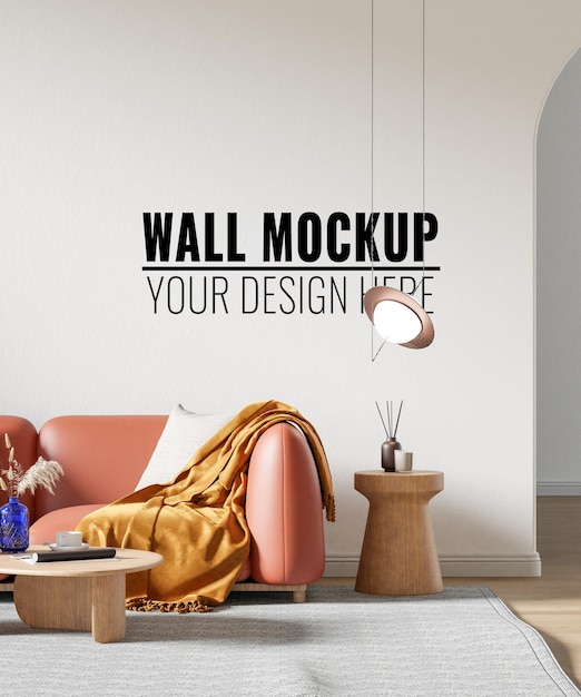 Wabisabi interior living room mockup di carta da parati