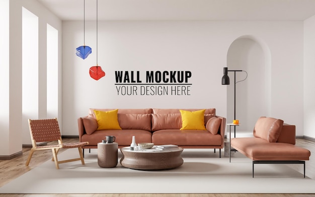 PSD wabisabi interior living room wallpaper mockup