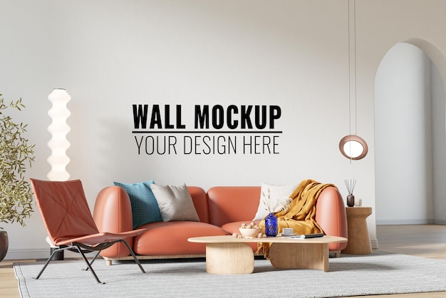 PSD wabisabi interior living room wallpaper mockup