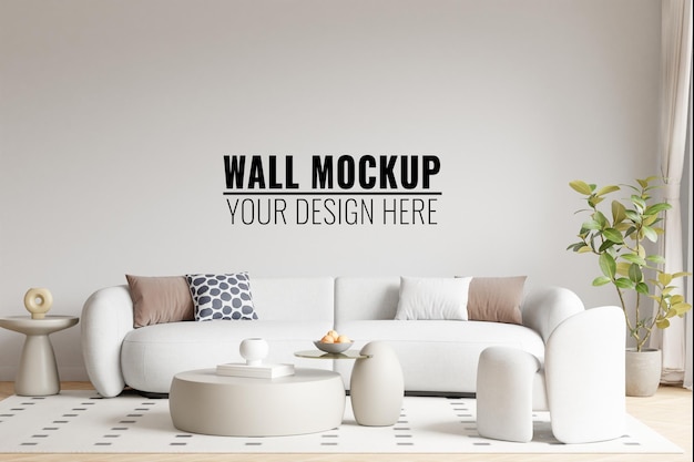 PSD wabisabi interior living room mockup di carta da parati