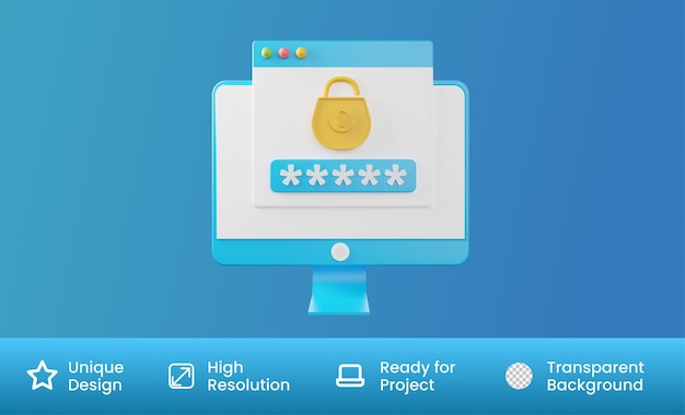 PSD wachtwoordbeveiliging 3d-afbeelding