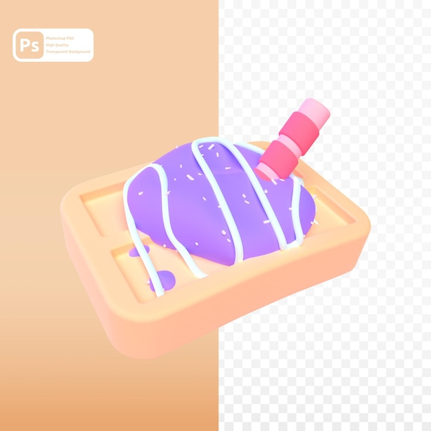 Waffle in 3d render for graphic asset web presentation or other