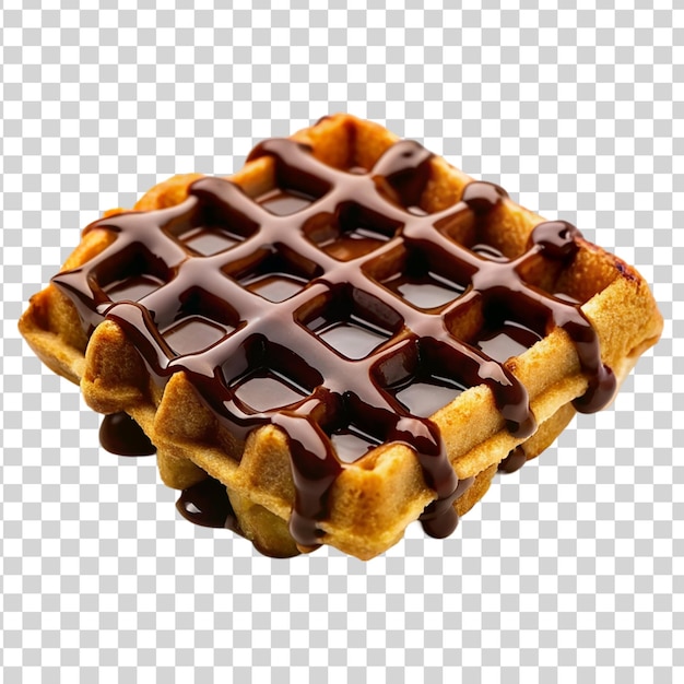 Waffle in chocolate glaze isolated on transparent background