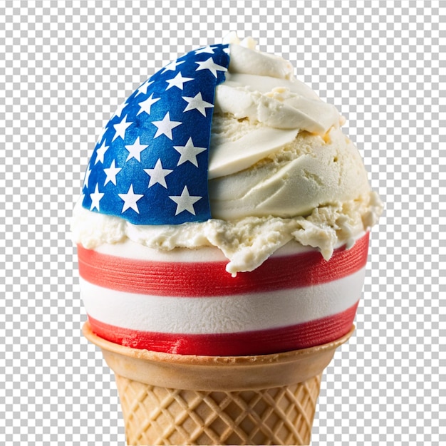 PSD a waffle cone with an american flag