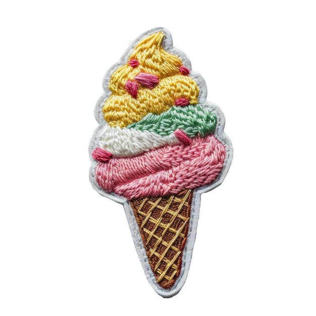 A waffle cone with a crocheted band around it