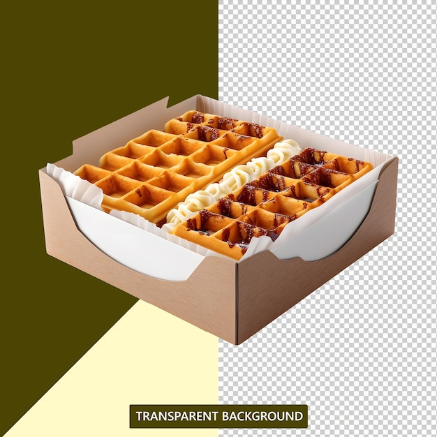 Waffle served in a beautiful box png file