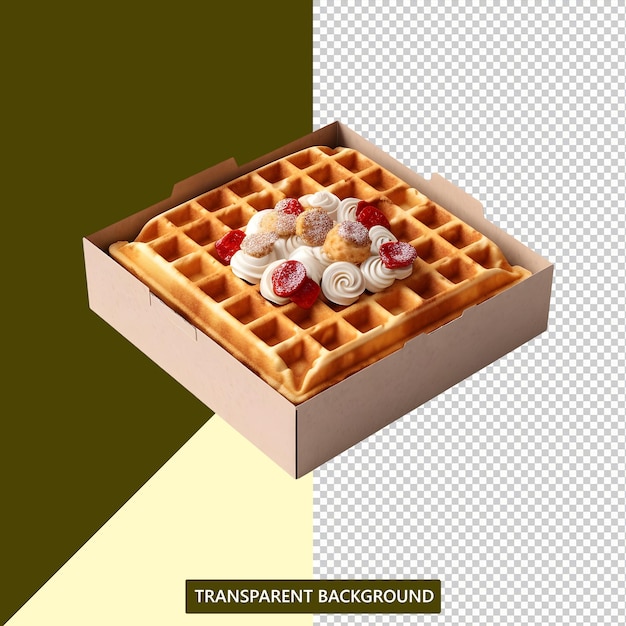 Waffle served in a beautiful box png file