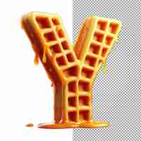 PSD waffle typography isolated 3d waffle letter on a clear png canvas