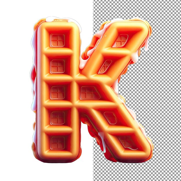 PSD waffle typography lettera waffle 3d isolata su una tela png trasparente