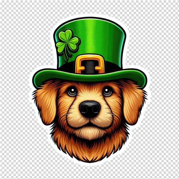 PSD wagging for luck playful dog with leprechaun hat sticker