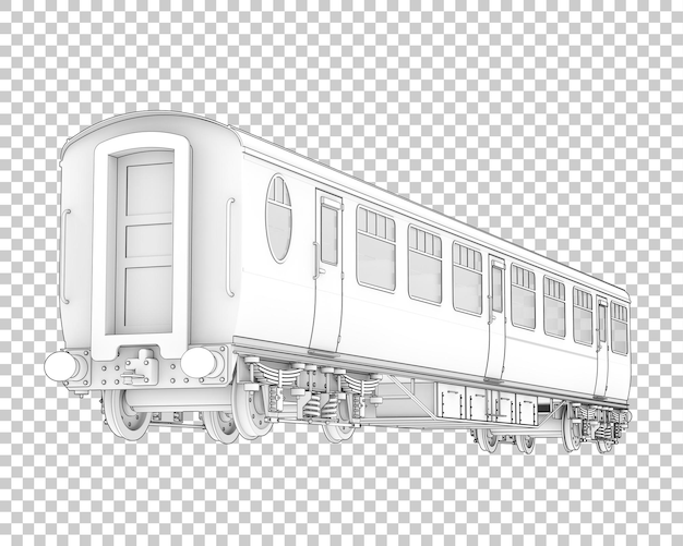 Wagon pociągu na przezroczystym tle ilustracja renderowania 3d