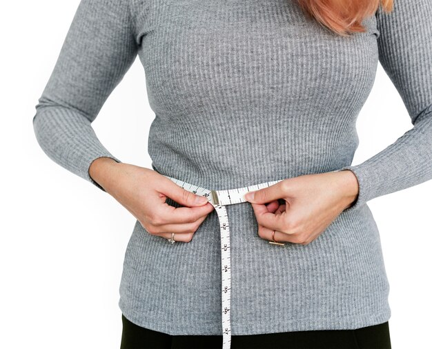 Waist Tape Measure Woman Casual Cheerful Concept