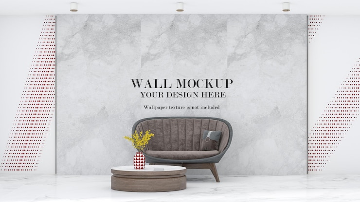 PSD waiting area wall mockup